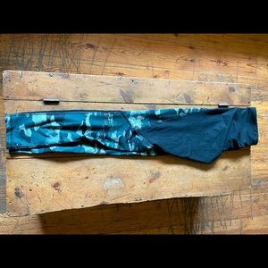 Camo, black, and mesh leggings — LIKE NEW